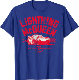 Disney Pixar Cars 3 Lightning McQueen Racing Vintage Badge T-Shirt - T-Shirt | Royal