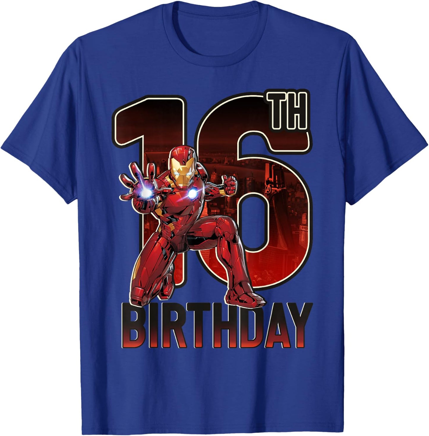 Marvel Iron Man 16th Birthday Action Pose Graphic T-Shirt - T-Shirt | Royal