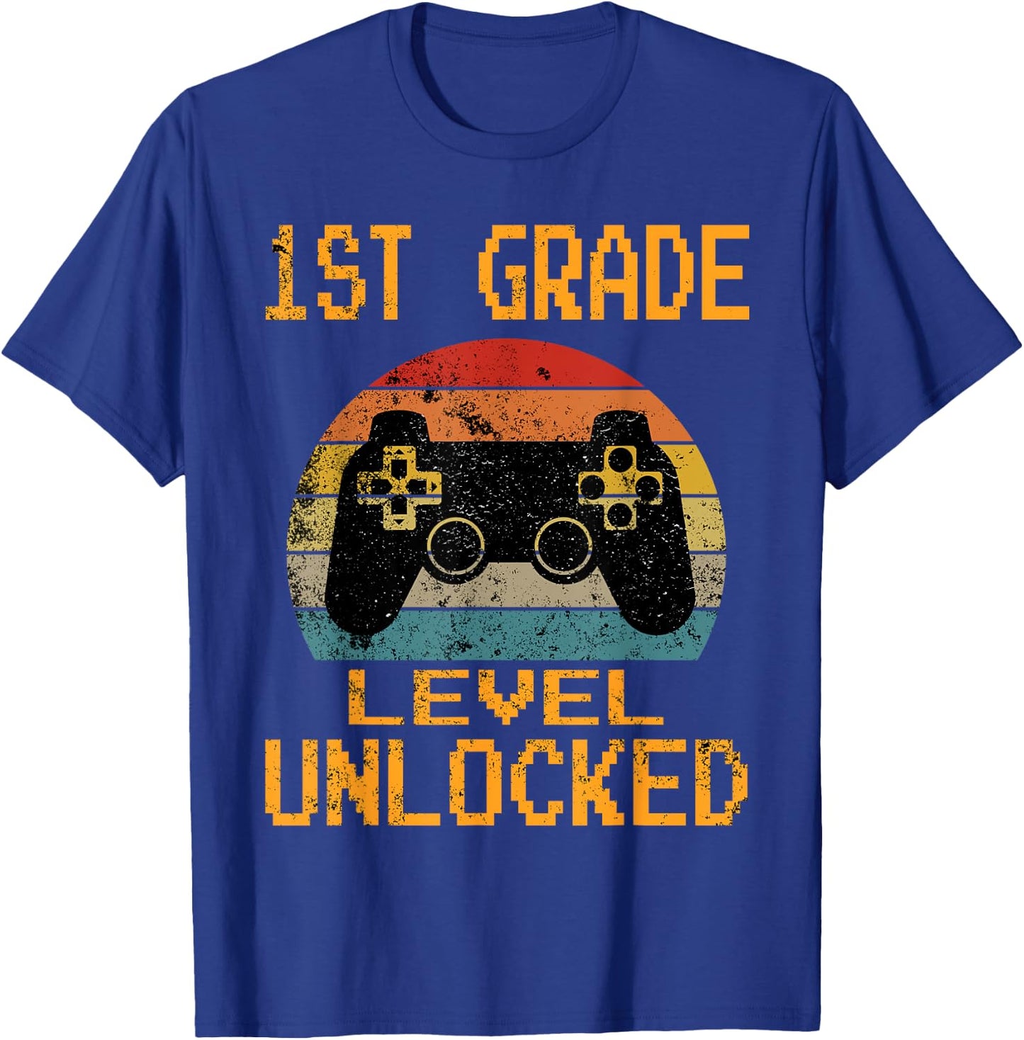 First Grade Level Unlocked Gamer 1st Day Of School Boys T-Shirt - T-Shirt | Royal