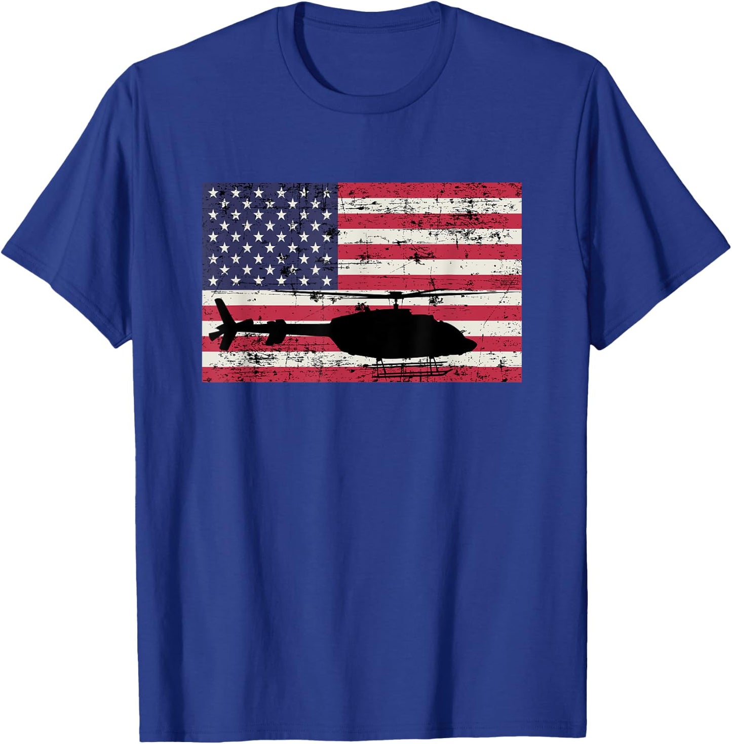 Patriotic Bell 407 helicopter American flag T-Shirt - T-Shirt | Royal