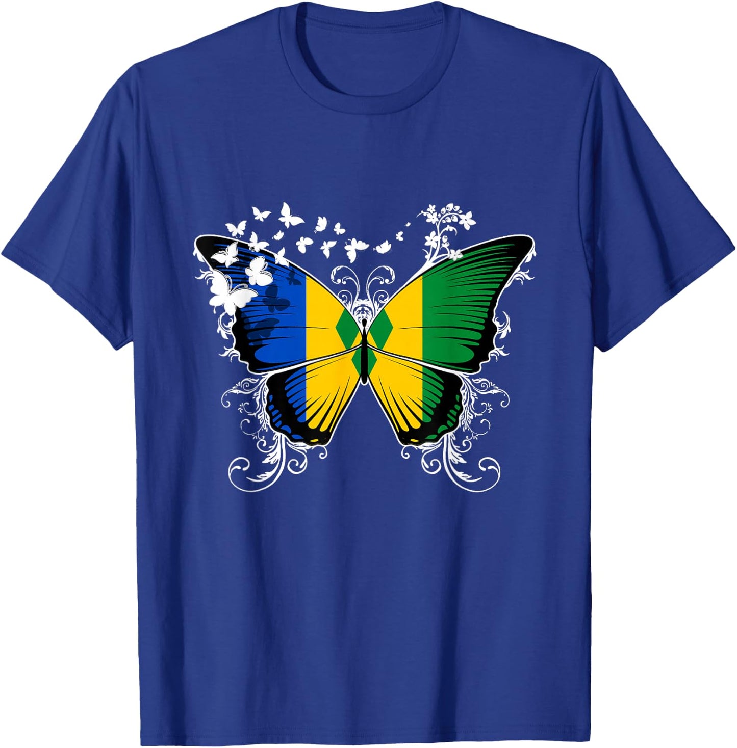 St. Vincent Flag Shirt Butterfly Graphic T Shirt T-Shirt - T-Shirt | Royal