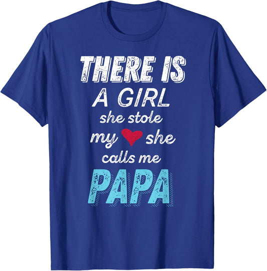 Papa Shirts from Granddaughter, She Stole My Heart T-Shirt - T-Shirt | Royal