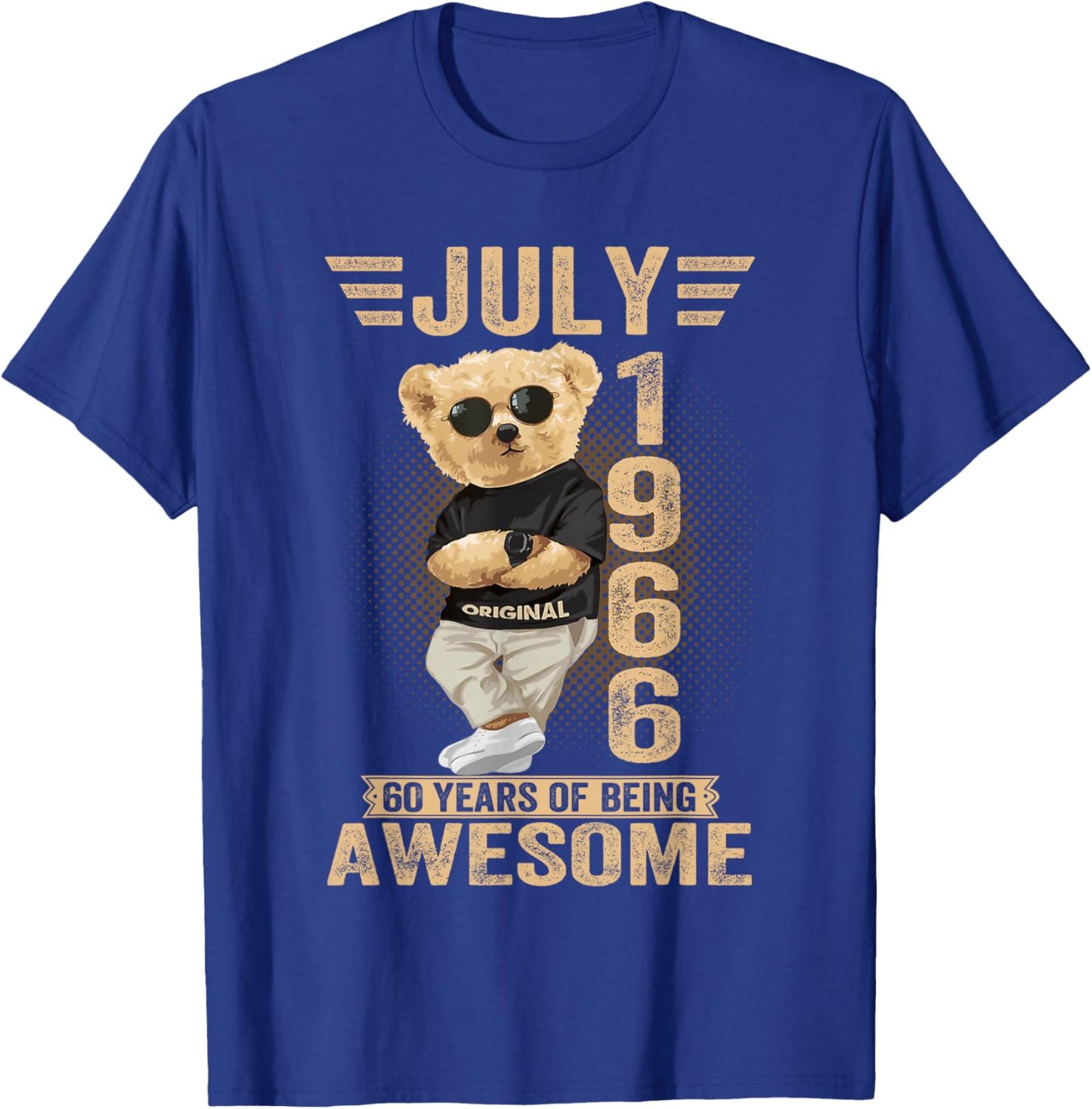 July 60th Birthday Men Women 1966 Awesome Teddy Bear T-Shirt - T-Shirt | Royal