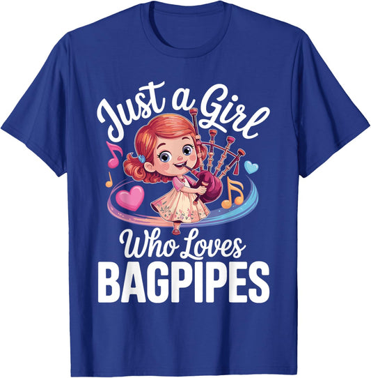 Cute Bagpipe Design Girls Bagpipe Player Bagpiper T-Shirt - T-Shirt | Royal