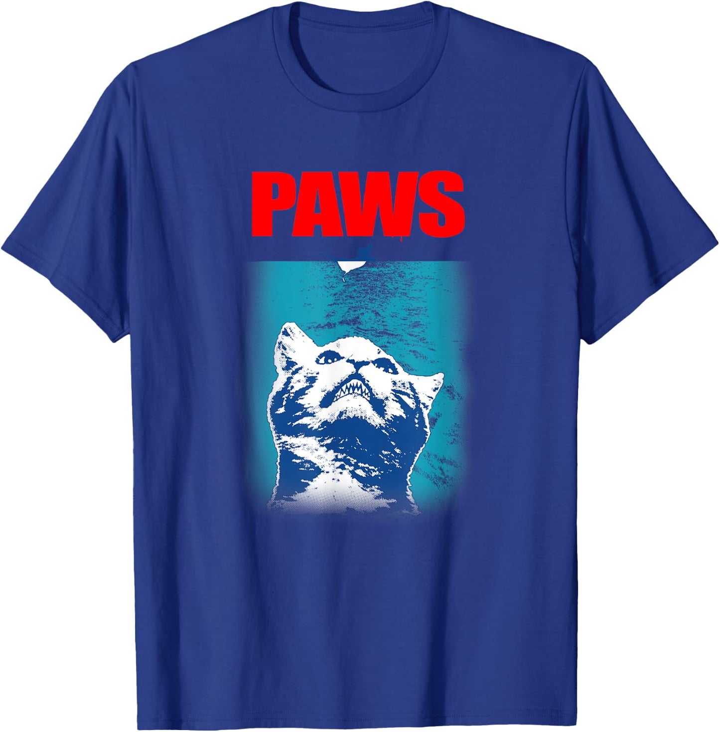 Paws Underwater Shark Attack Funny Cat Parody Gift Women Girls Kids T-Shirt - T-Shirt | Royal