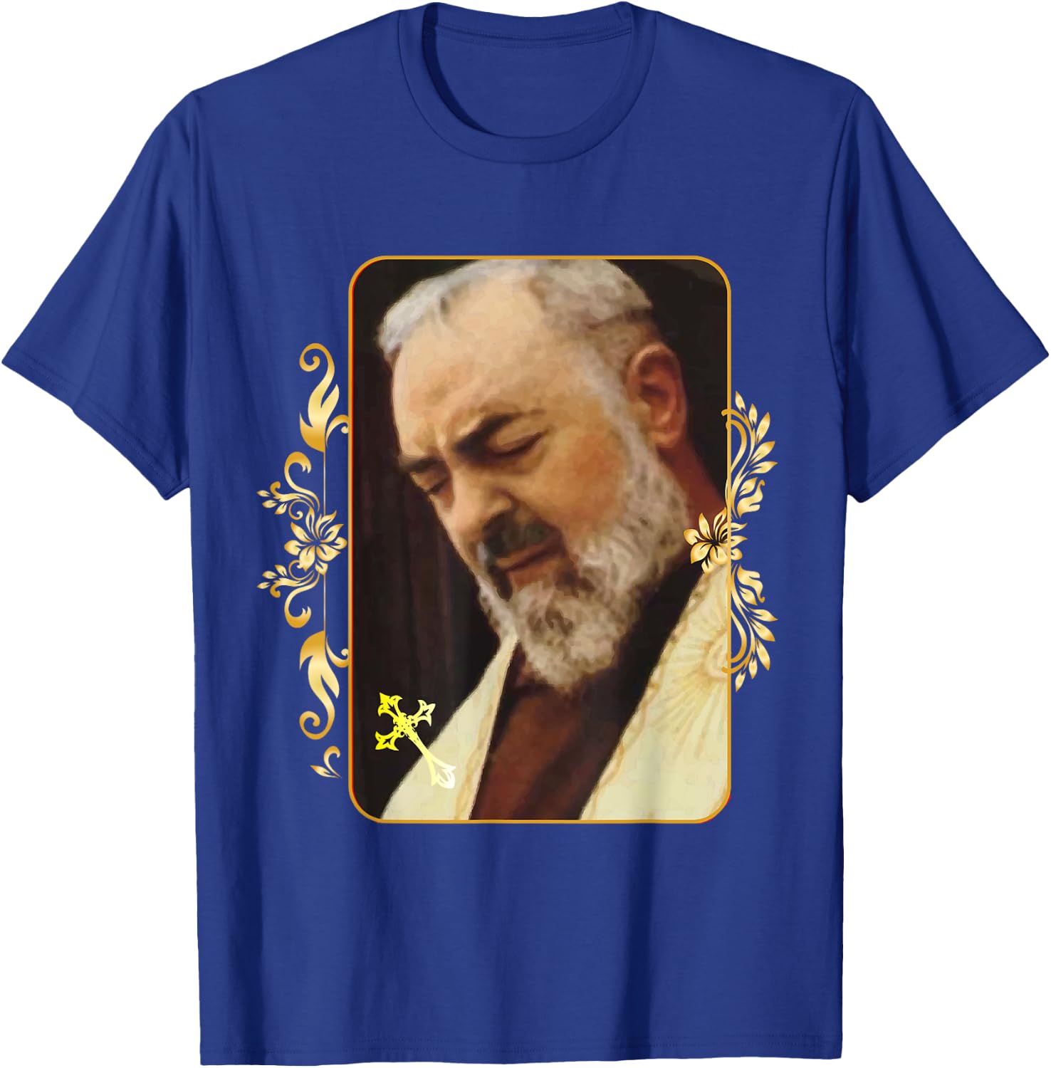 Religious Catholic St Padre Pio Of Pietrelcina T-Shirt - T-Shirt | Royal