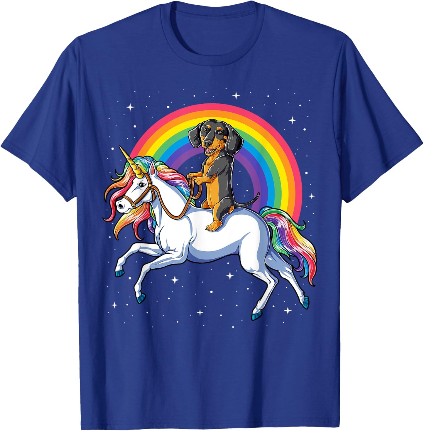 Dachshund Unicorn Girls Space Galaxy Rainbow Dog T-Shirt - T-Shirt | Royal
