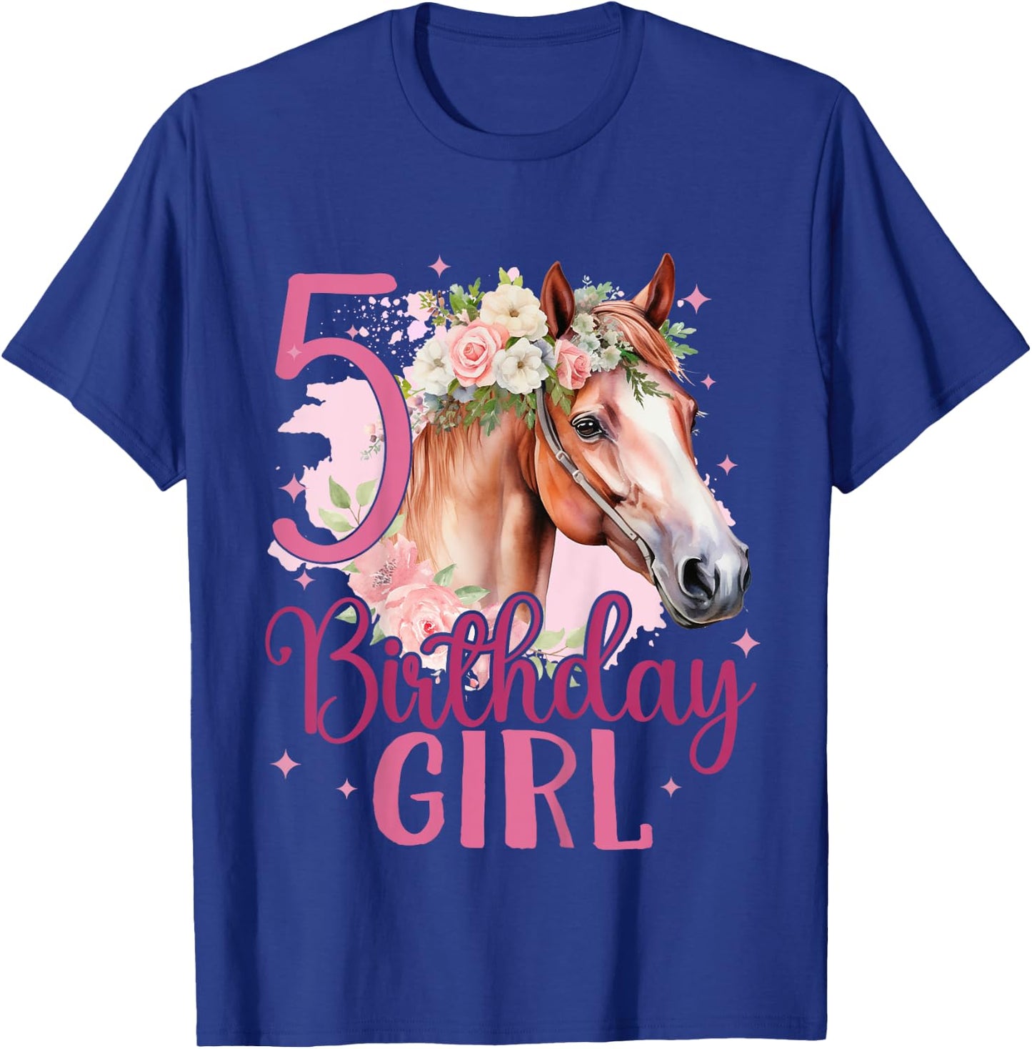 Kids 5th Birthday Horse Girl 5 Years Five Finally 5 Birthday T-Shirt - T-Shirt | Royal