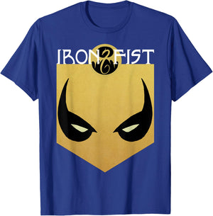 Marvel Comics Retro Classic Iron Fist Big Face Mask T-Shirt - T-Shirt | Royal