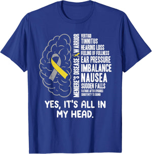 Vestibular Disorder Awareness Meniere Disease BBPV Vertigo T-Shirt - T-Shirt | Royal