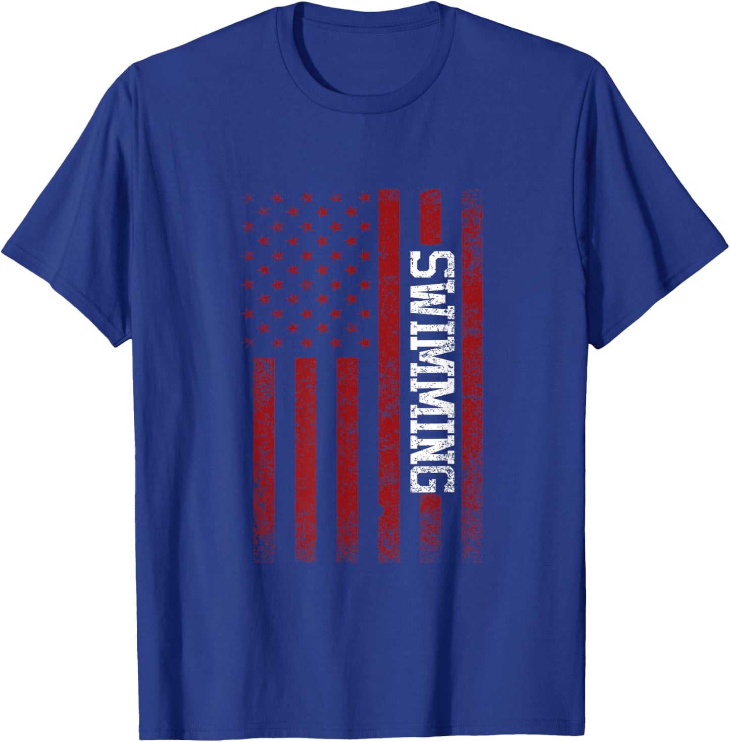 USA Flag American Swimming Team Swimmer T-Shirt - T-Shirt | Royal