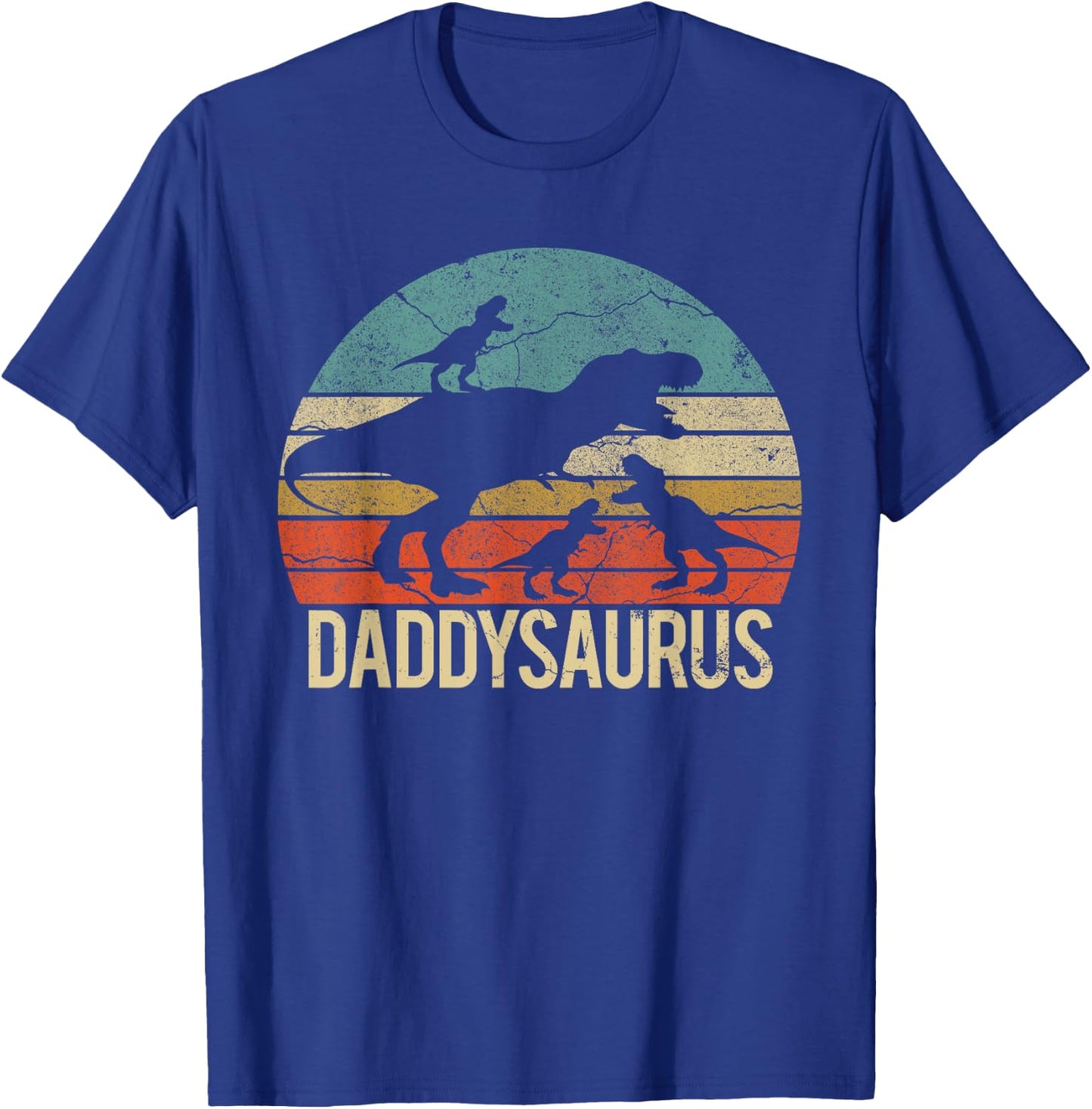 Daddy Dinosaur Daddysaurus 3 three Kids xmas christmas Gift T-Shirt - T-Shirt | Royal
