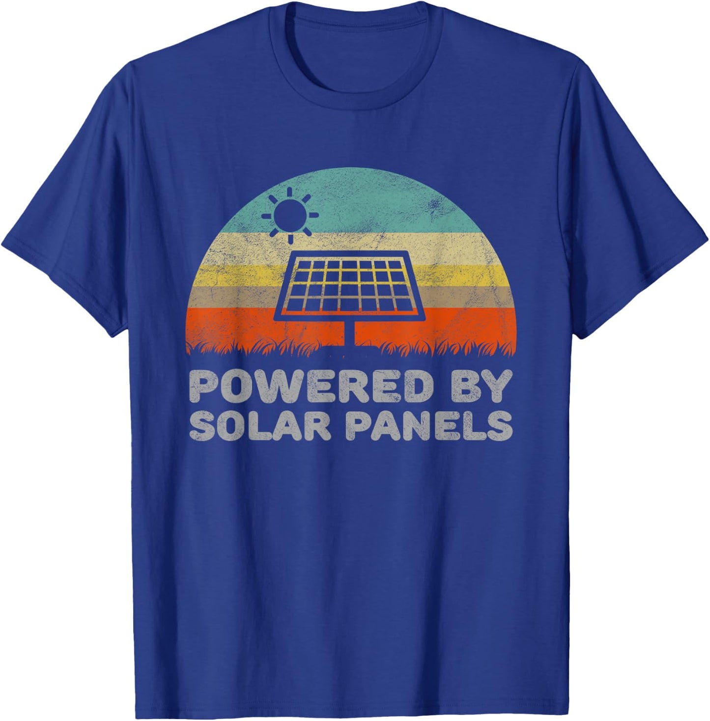 Funny Powered By Solar Panels Environmental Solar Power T-Shirt - T-Shirt | Royal
