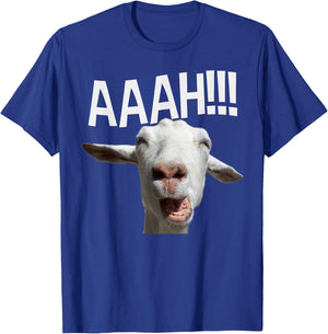 Halloween Screaming Goat AAAH!!! Funny Crazy Goat Print T-Shirt - T-Shirt | Royal