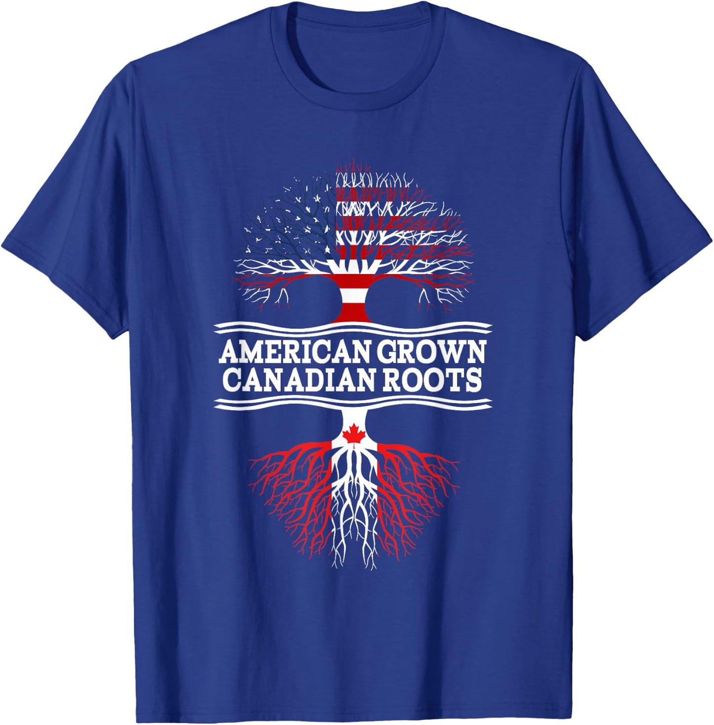 American Grown With Canadian Roots Gift Canada T-Shirt - T-Shirt | Royal