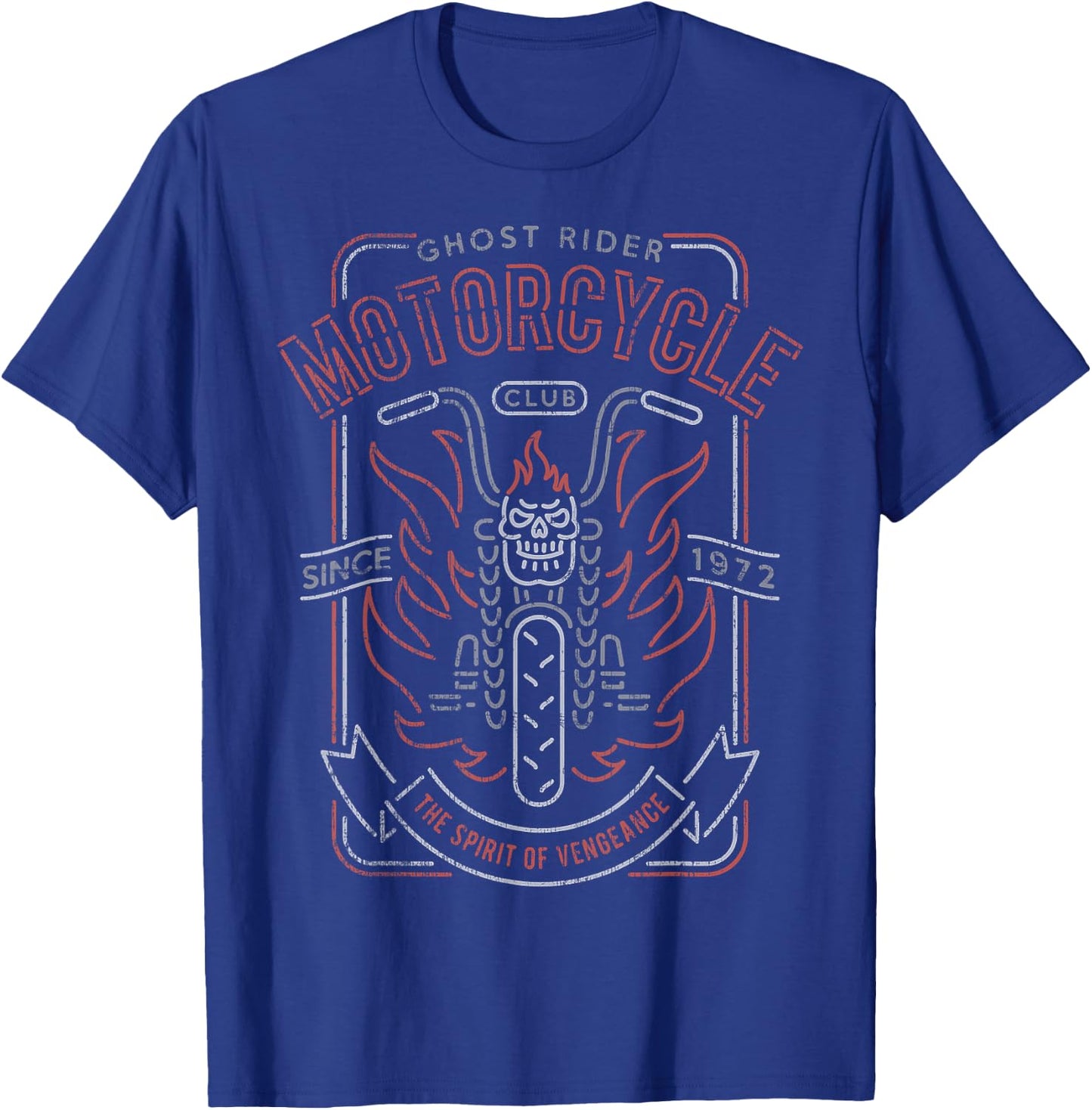 Marvel Ghost Rider Motorcycle Club Line Art Poster T-Shirt - T-Shirt | Royal