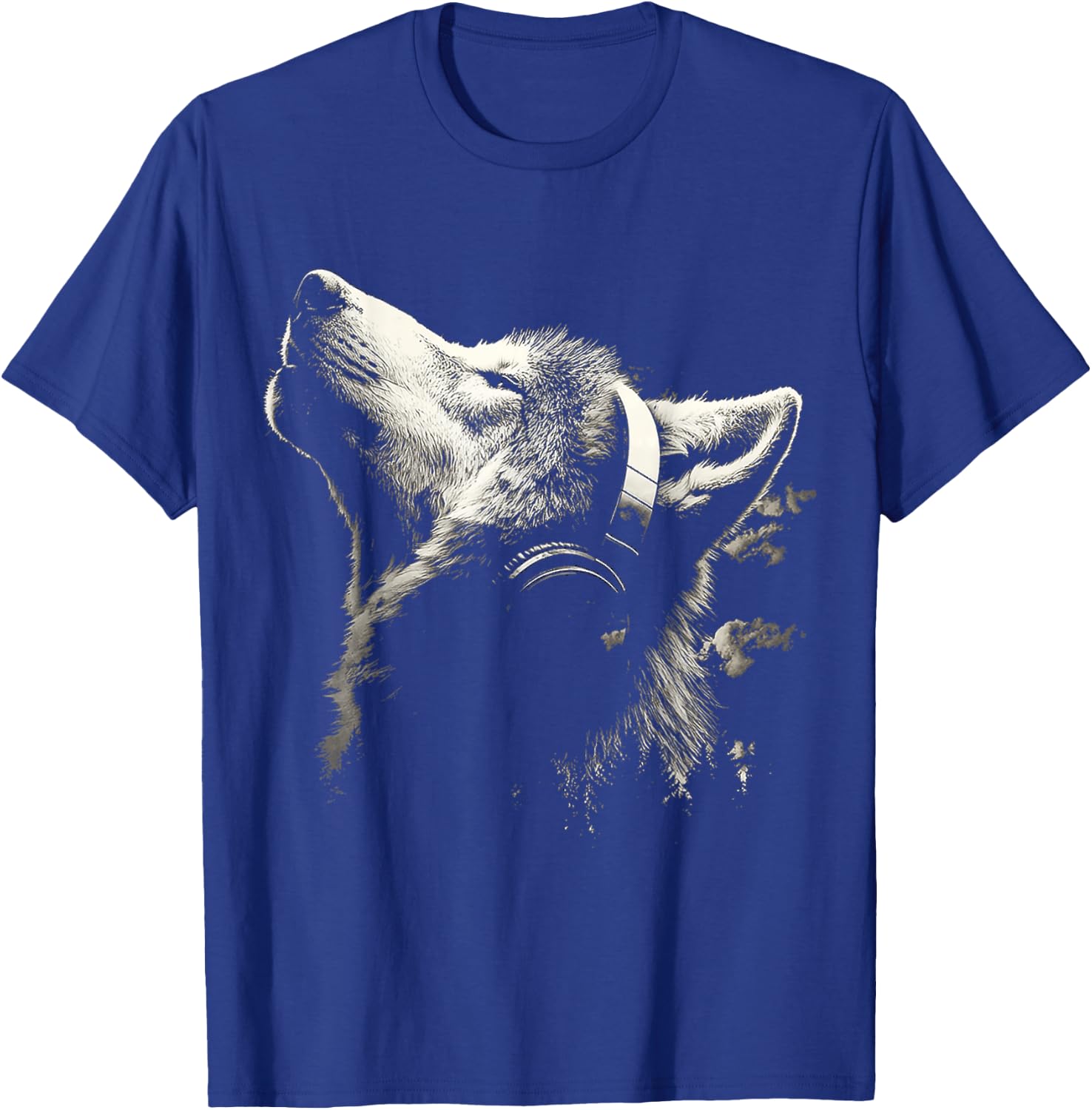 Wolf Animal Graphic Music Headphone Artwork Wolf T-Shirt - T-Shirt | Royal