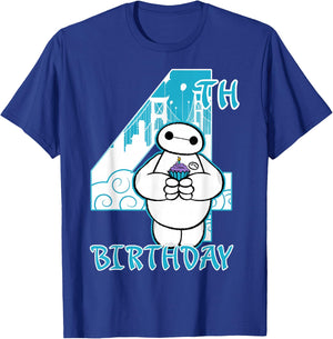Disney Big Hero 6 Baymax 4th Birthday Cupcake Portrait T-Shirt - T-Shirt | Royal