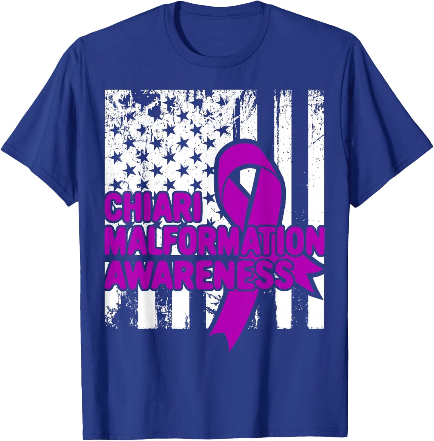 American Flag Shirt - Chiari Malformation Awareness T-Shirt - T-Shirt | Royal