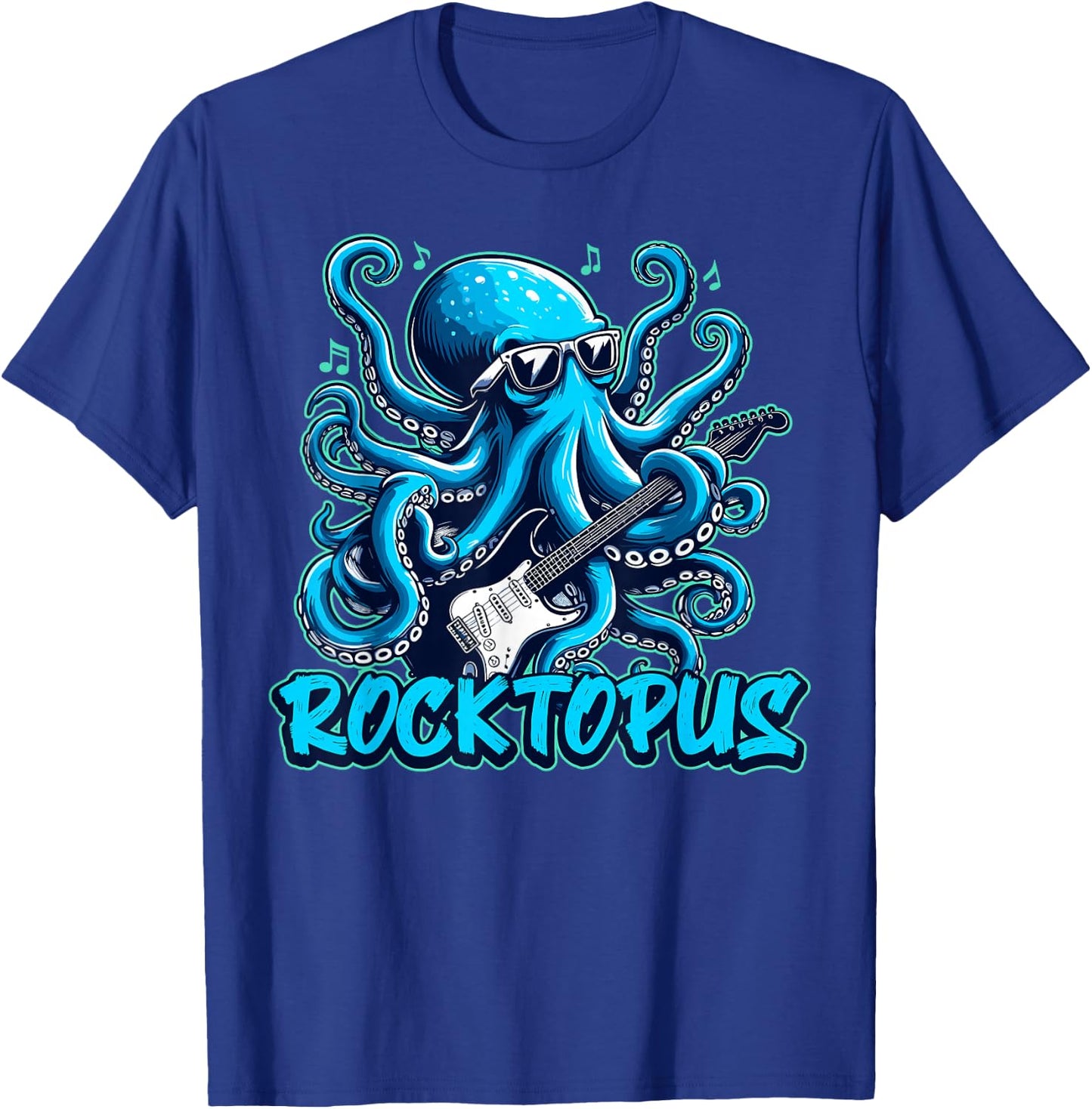 Rocktopus Cool Octopus with Guitar Music Lover T-Shirt - T-Shirt | Royal