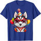 Siberian Husky in Glasses Birthday T-Shirt - T-Shirt | Royal