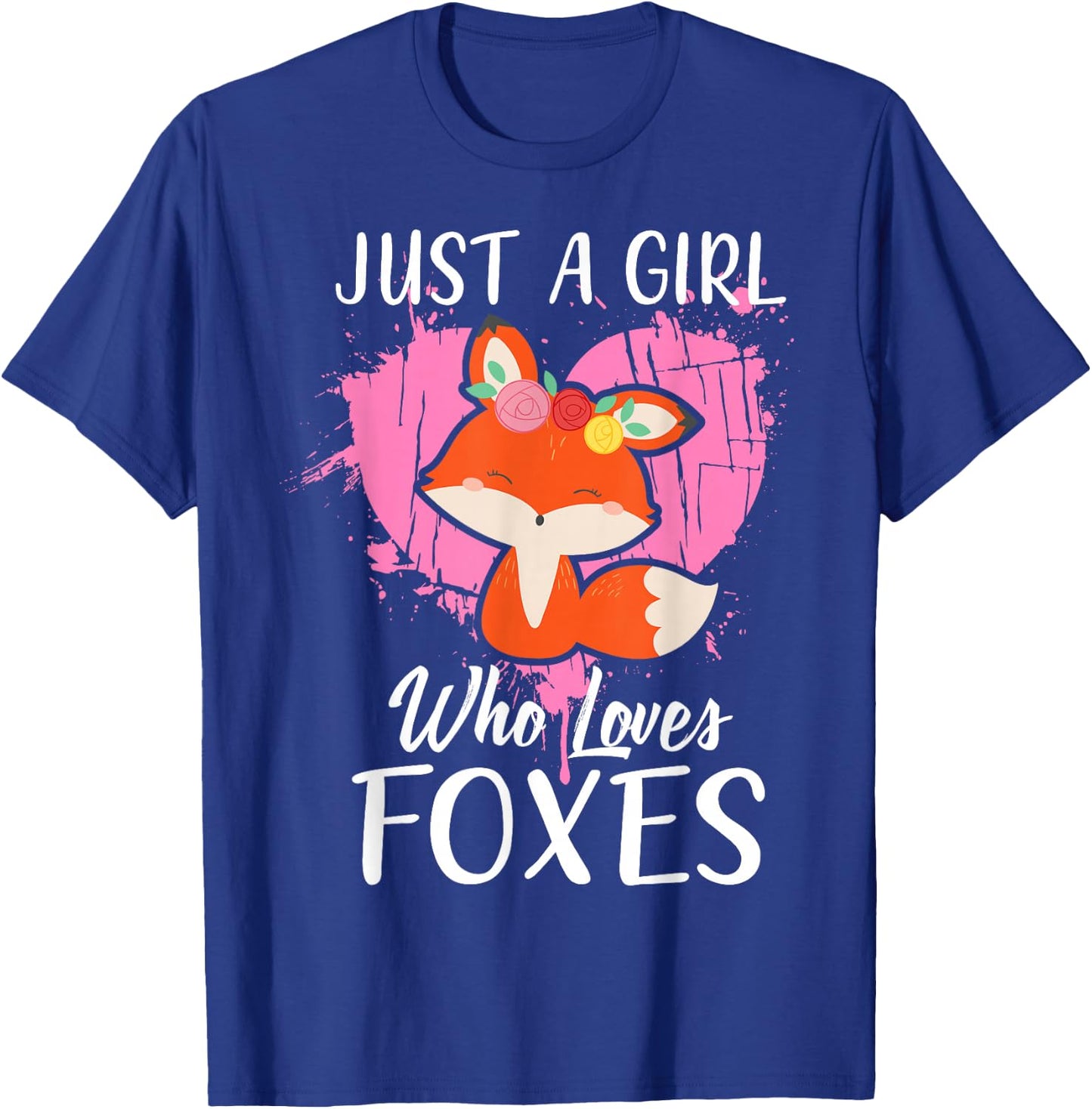 Just a Girl Who Loves Foxes T Shirt Pink Cute Heart and Fox T-Shirt - T-Shirt | Royal