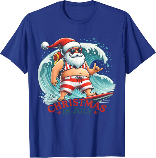 Christmas in July Funny Boys Kids Santa Summer Xmas T-Shirt - T-Shirt | Royal