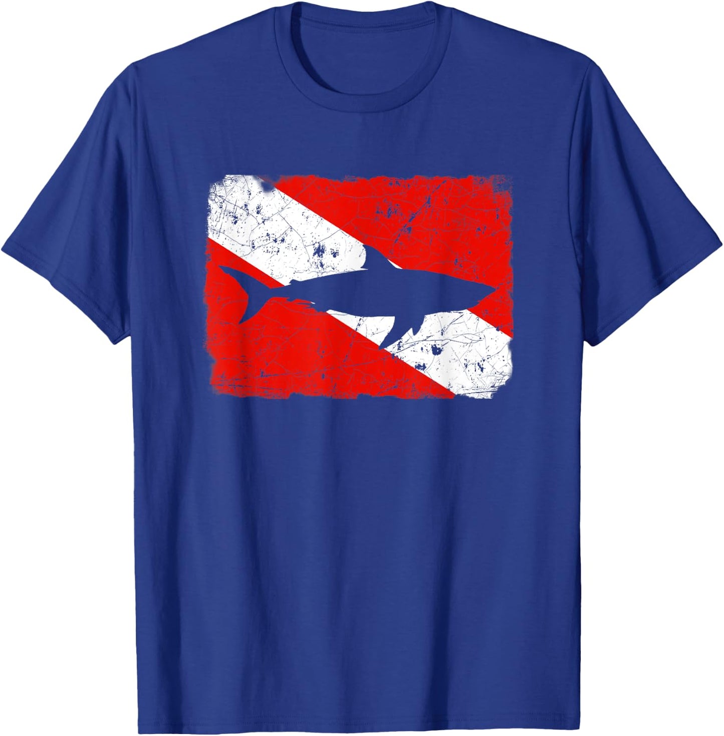 Shark Dive Flag / Vintage Distressed Divers T-Shirt - T-Shirt | Royal