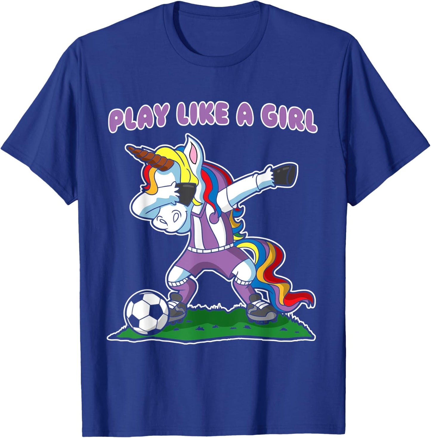 Soccer Unicorn Play Like A Girl Kids Girls Gift T-Shirt - T-Shirt | Royal