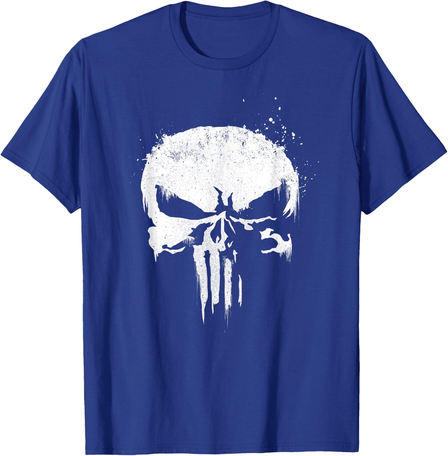 Marvel The Punisher White Ink Splatter Skull Logo T-Shirt - T-Shirt | Royal