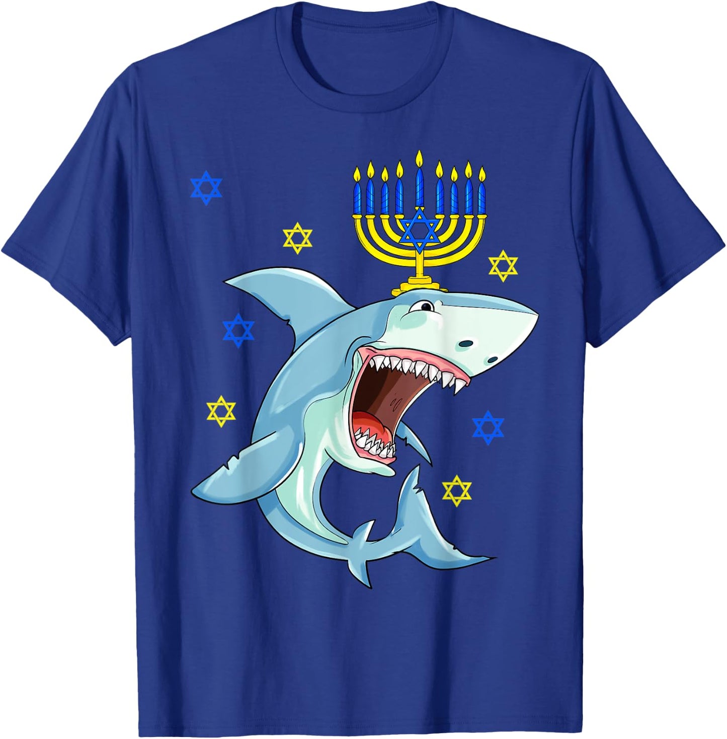 Hanukkah Menorah Shark Funny Chanukah Jewish Gift T-Shirt - T-Shirt | Royal
