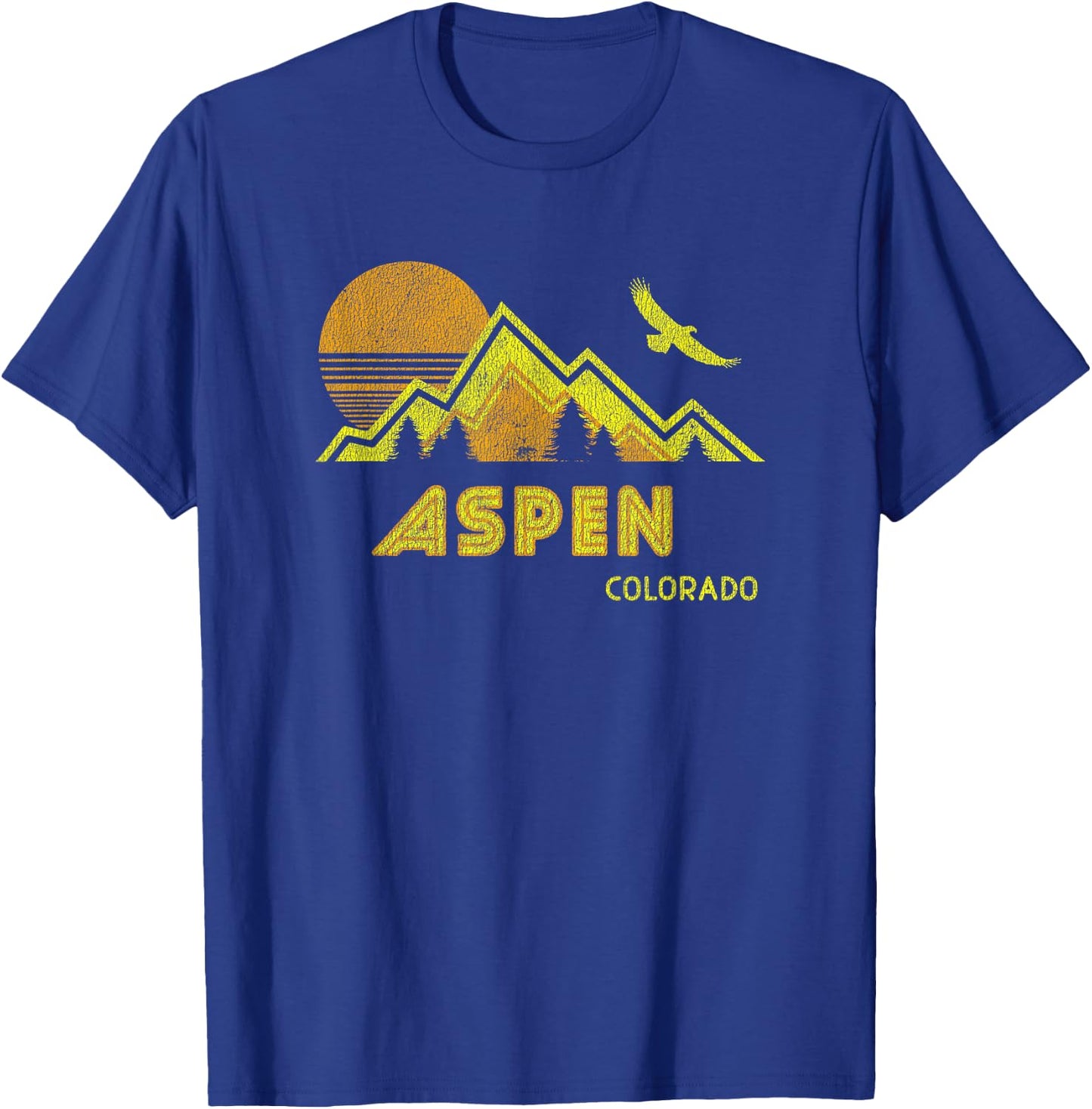 Retro Aspen Colorado Distressed Home T-Shirt - T-Shirt | Royal