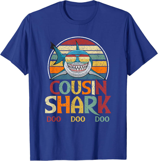 Retro Vintage Cousin Shark Gift T-Shirt - T-Shirt | Royal