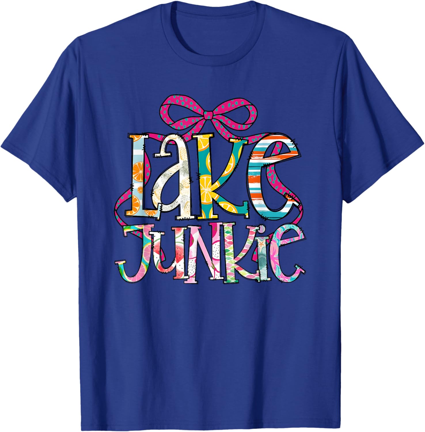 Lake Junkie, Retro Lake Life, Summer Lake Days Vacation T-Shirt - T-Shirt | Royal