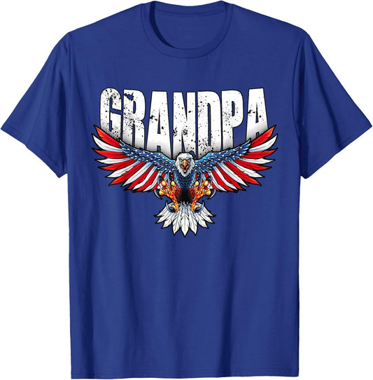 Grandpa Vintage USA Flag Bald Eagle Patriotic 4th of July T-Shirt - T-Shirt | Royal