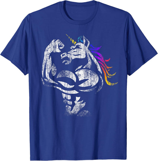 Unicorn Muscle Shirt Birthday Father's Day Gym T-Shirt - T-Shirt | Royal