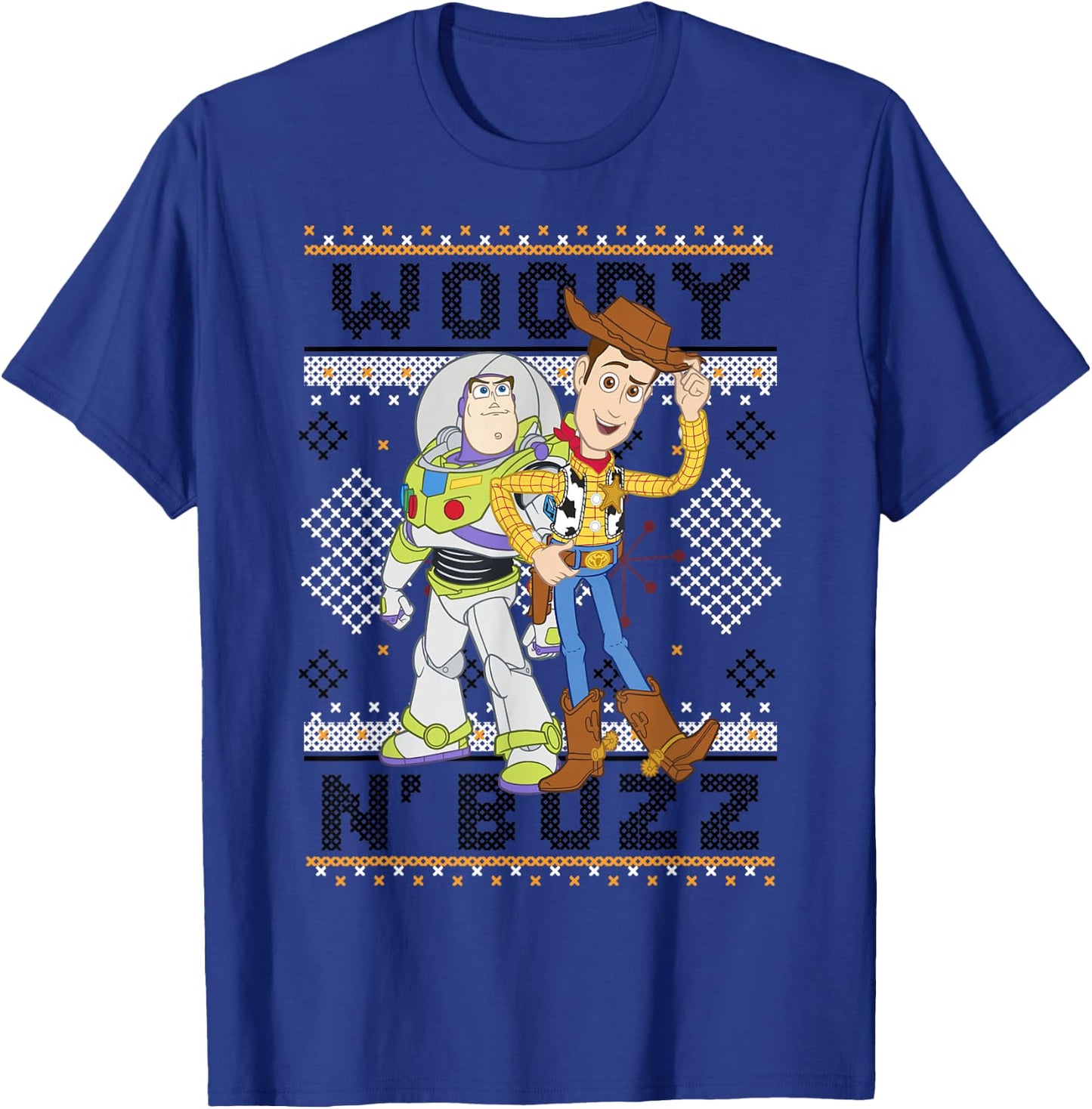 Disney Pixar Toy Story Christmas Ugly Sweater Buzz & Woody T-Shirt - T-Shirt | Royal
