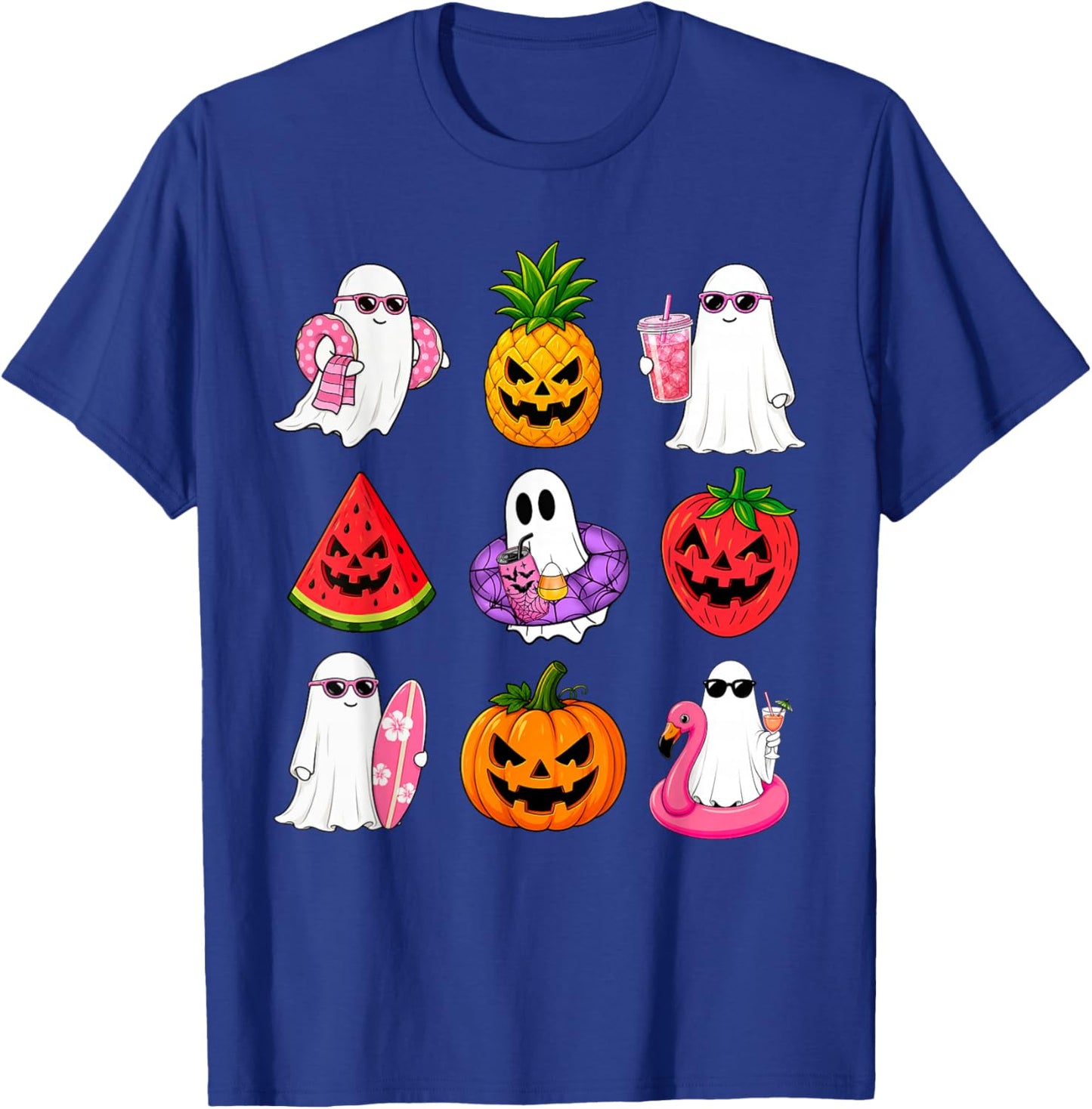 Funny Fruit Ghost Summer Spooky Vacation Beach Hawaiian T-Shirt - T-Shirt | Royal