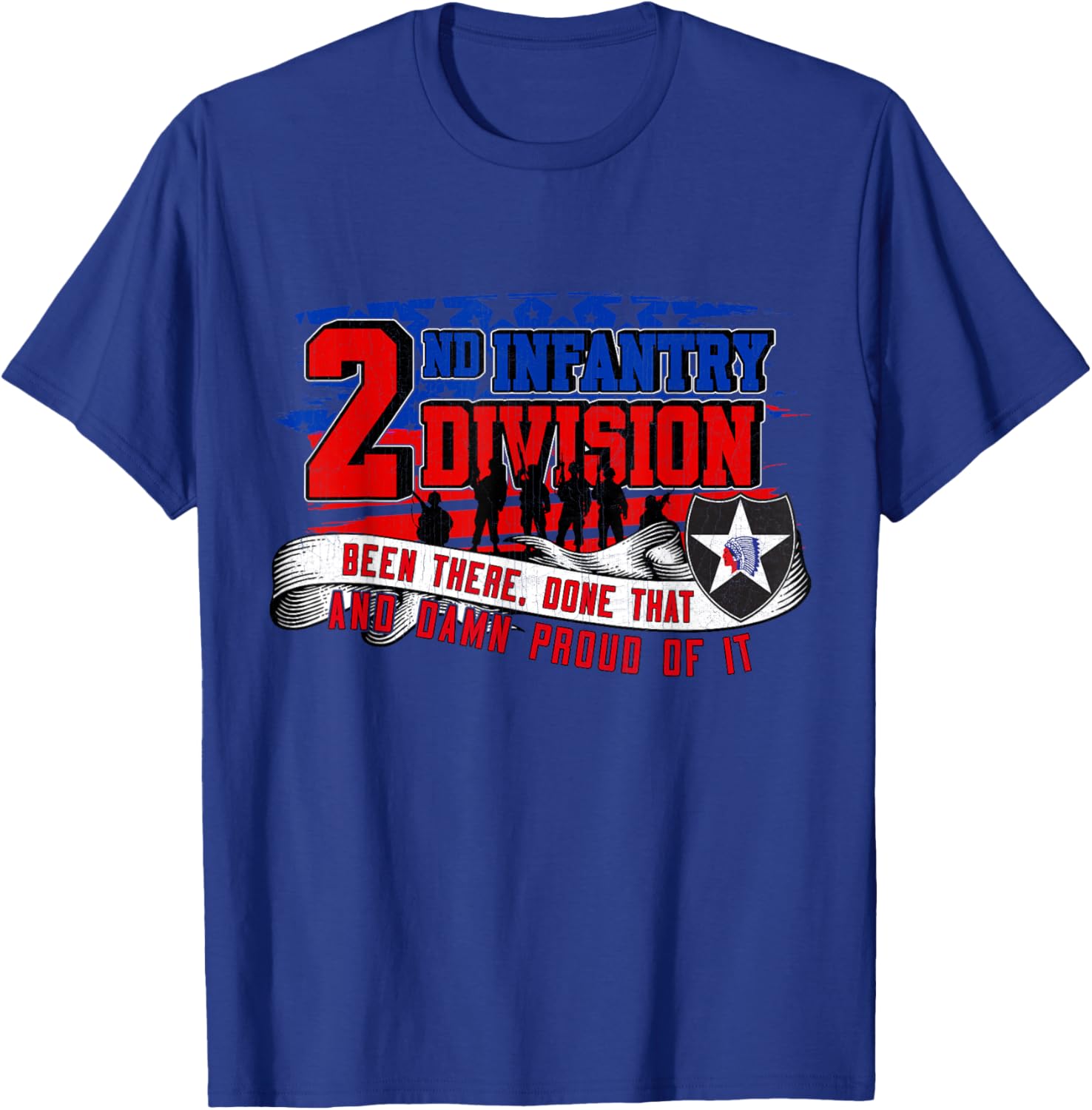 2nd Infantry Division 2nd ID Indianhead Veteran Gifts T-Shirt - T-Shirt | Royal