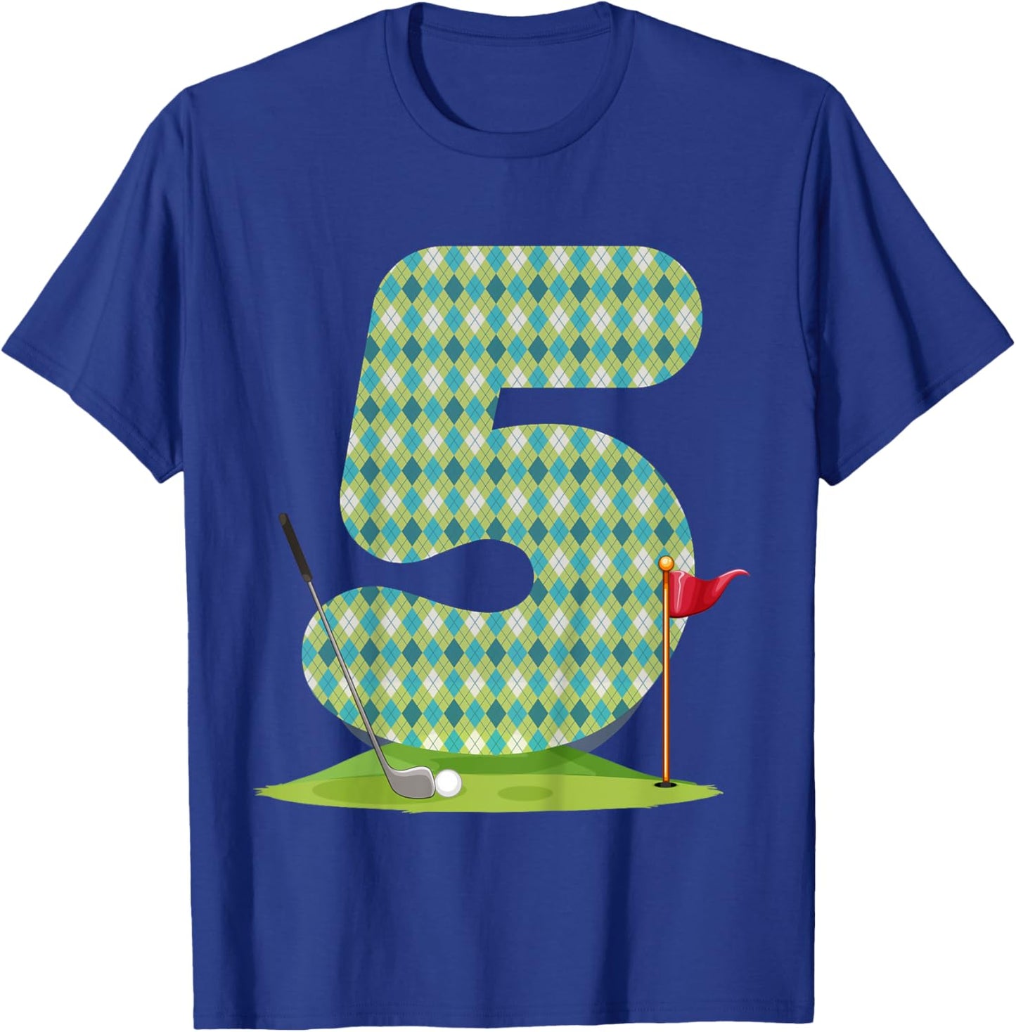 Kids Kids 5th Birthday Golf Funny Golfer 5 Years Old Golfing T-Shirt - T-Shirt | Royal