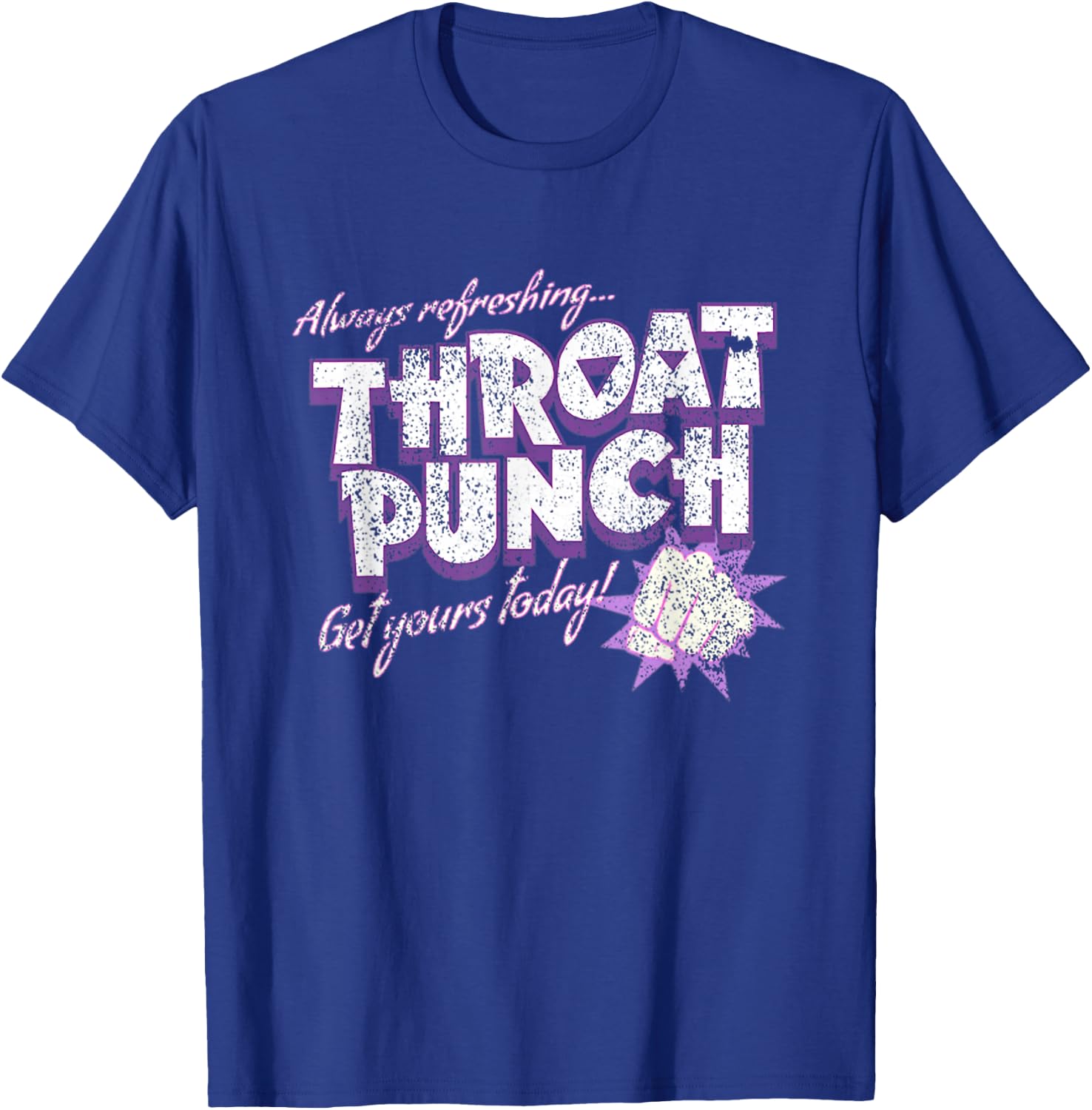 Distressed Refreshing Throat Punch Purple T-Shirt - T-Shirt | Royal