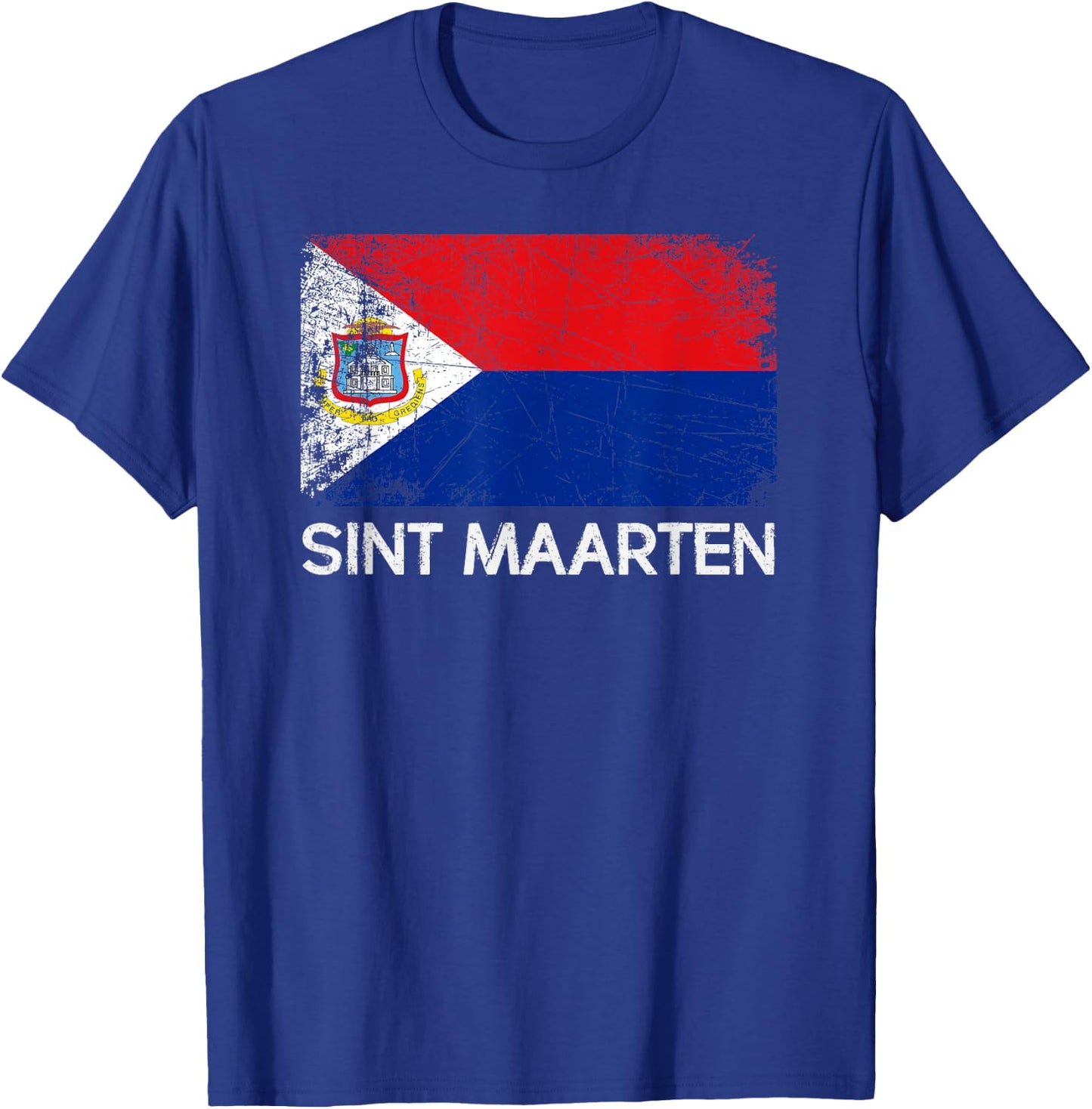 St Maarten Flag | Vintage Made In Sint Maarten Gift T-Shirt - T-Shirt | Royal