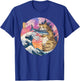 Funny Catzilla Eat Shark Japanese Anime Cat Great Wave Art T-Shirt - T-Shirt | Royal