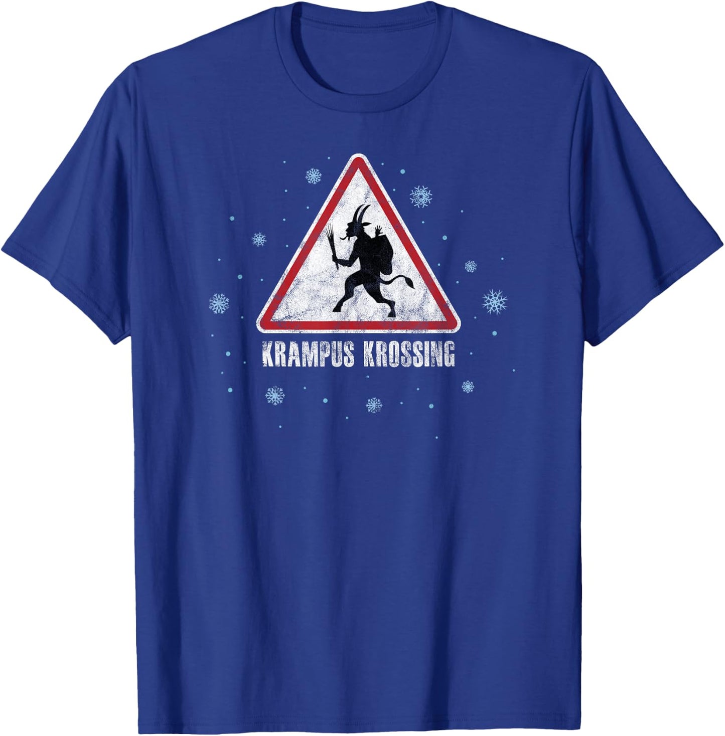 Christmas Krampus Crossing Sign T-Shirt - T-Shirt | Royal
