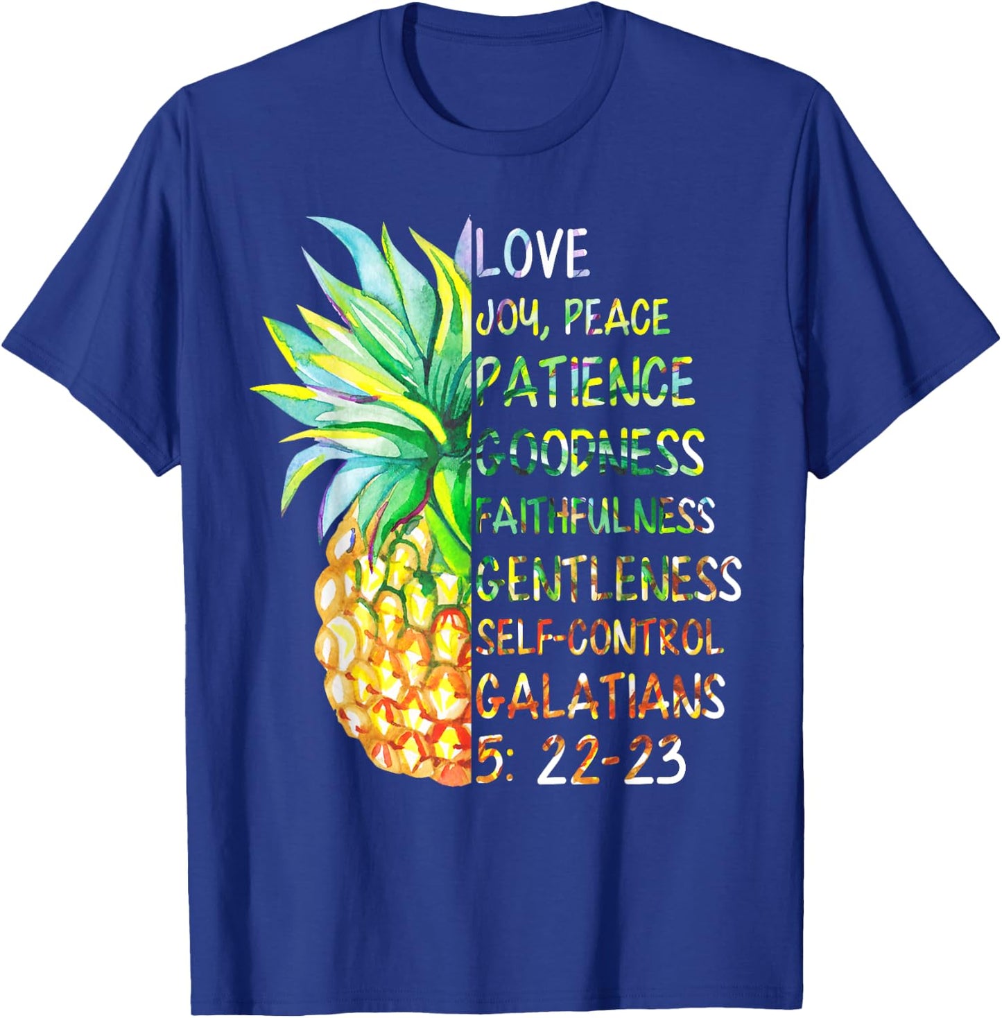 Pineapple Shirt Bible Fruit Of The Spirit Love Joy Peace T-Shirt - T-Shirt | Royal
