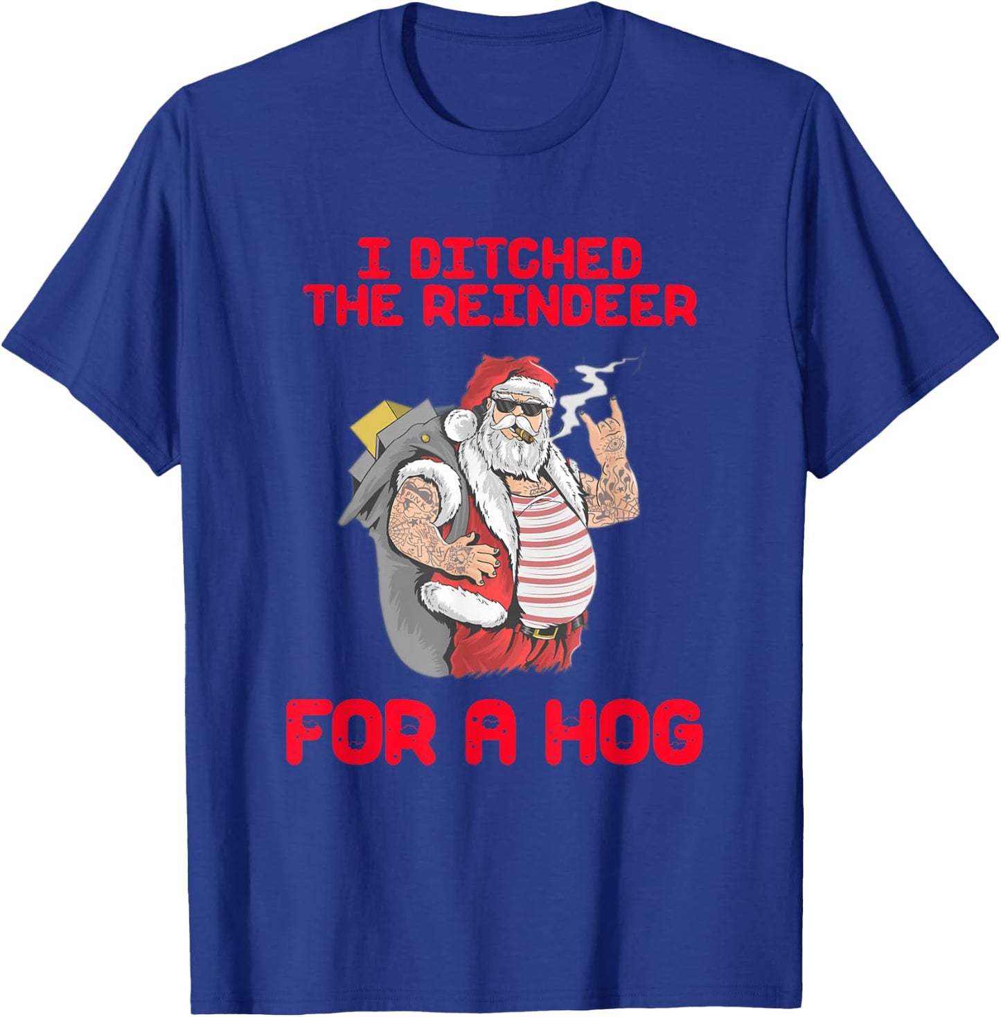 Motorcycle Santa Funny Motorcycle Santa Xmas Biker Gift T-Shirt - T-Shirt | Royal