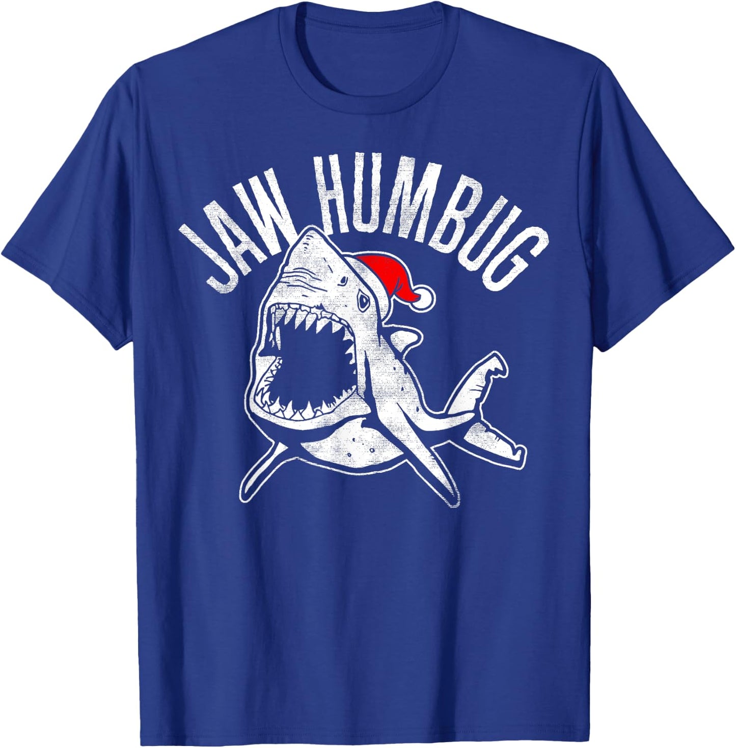Jaw Humbug Christmas Shark Santa Hat T-Shirt - T-Shirt | Royal