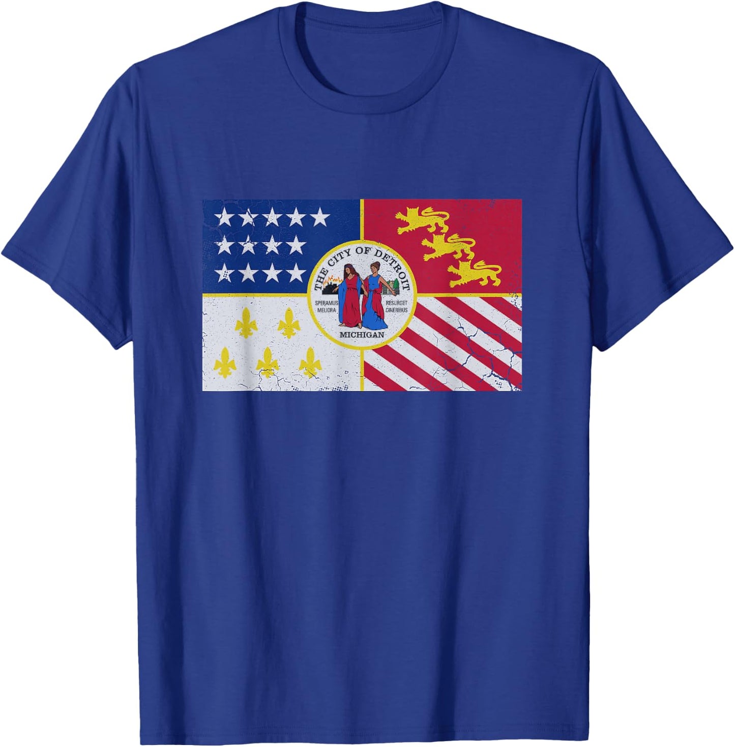 Flag of Detroit Michigan Men Women Kids Family Boys Girls T-Shirt - T-Shirt | Royal