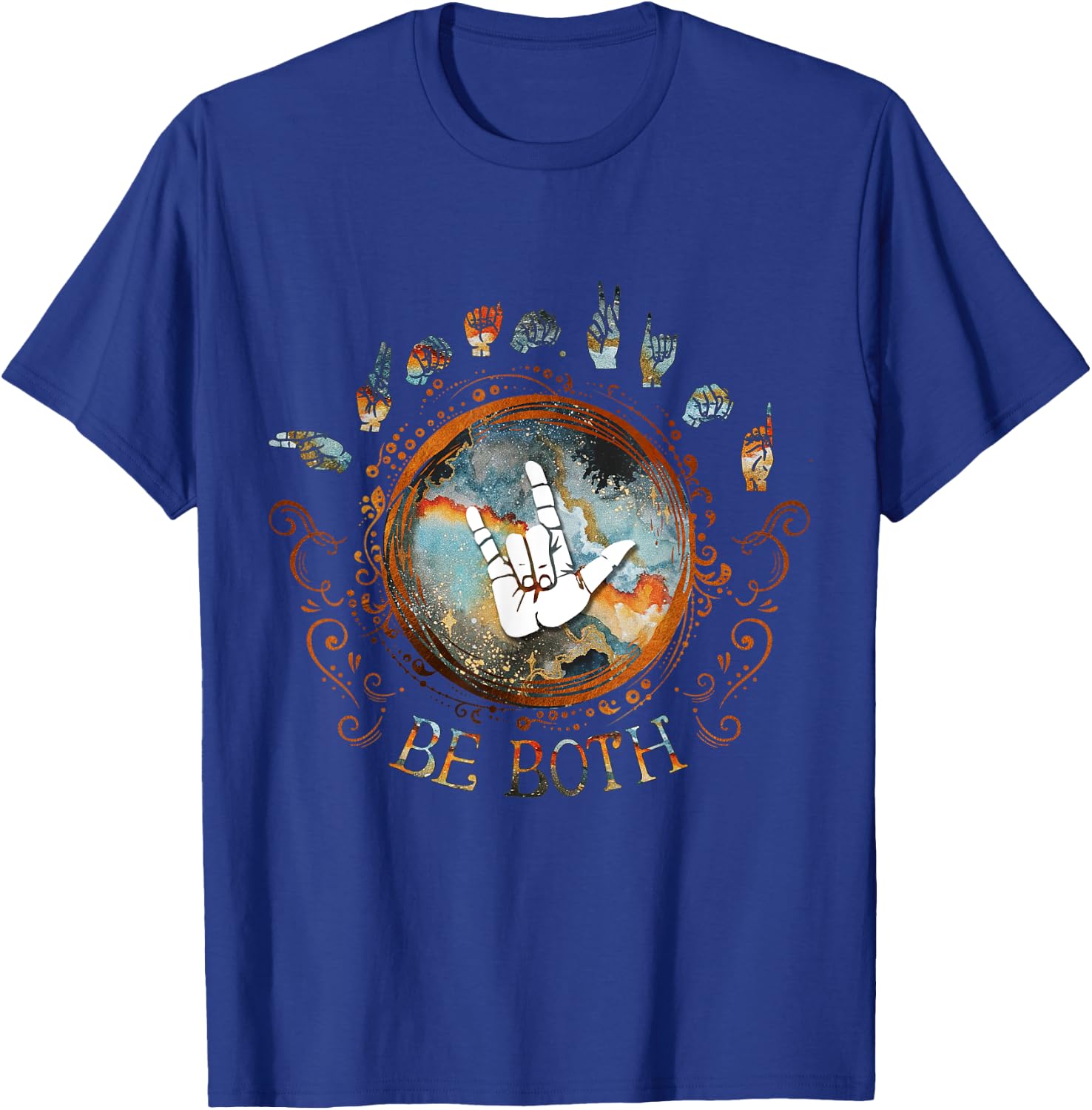 Human Kind Be Both ASL - Sign Language Gift T-Shirt - T-Shirt | Royal
