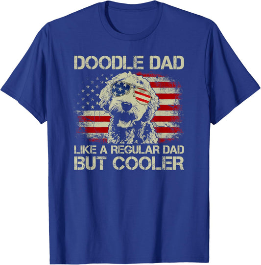 Vintage USA Flag Goldendoodle Doodle Dad Fathers Day T-Shirt - T-Shirt | Royal